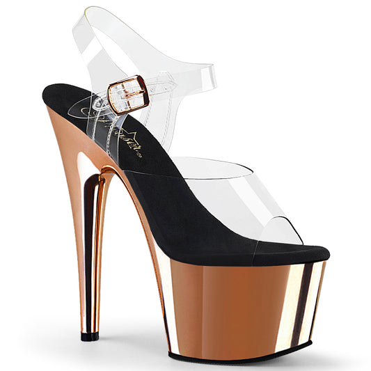 Pleaser Damen Sandalen ADORE-708 CLR / ROSE GOLD CHROME