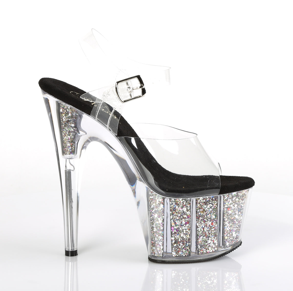 Pleaser Damen Sandalen ADORE-708cg CLR / SLV Confetti Glitter
