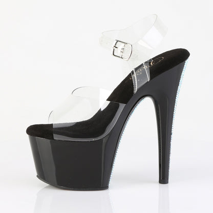 Pleaser Women's Platform Shoes ADORE-708CRS-2 Clr/Blk-Slv RS