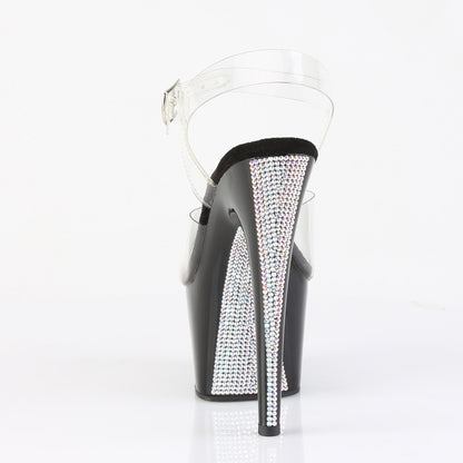 Pleaser Women's Platform Shoes ADORE-708CRS-2 Clr/Blk-Slv RS