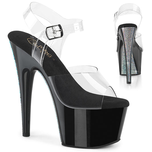 Pleaser Women's Platform Shoes ADORE-708CRS-2 Clr/Blk-Slv RS
