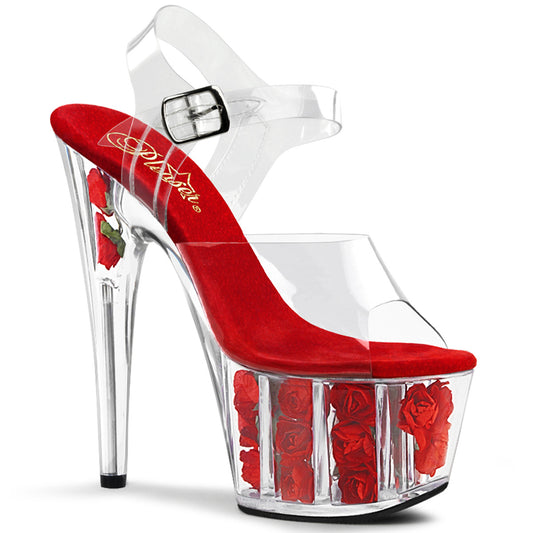 Pleaser Damen Sandalen ADORE-708FL CLR / Rote Blumen