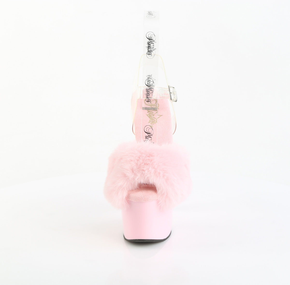 Pleaser Women's Platform Shoes ADORE-708FUR B. Pink Faux Fur-Clr TPU/B. Pink