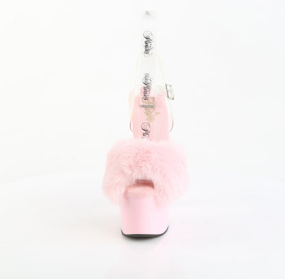 Pleaser Women's Platform Shoes ADORE-708FUR B. Pink Faux Fur-Clr TPU/B. Pink