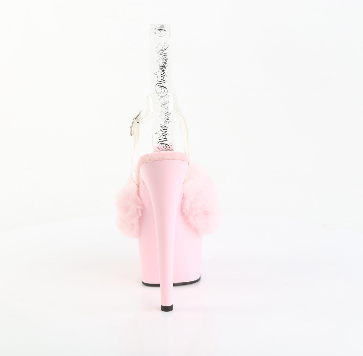 Pleaser Women's Platform Shoes ADORE-708FUR B. Pink Faux Fur-Clr TPU/B. Pink