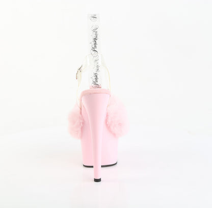 Pleaser Women's Platform Shoes ADORE-708FUR B. Pink Faux Fur-Clr TPU/B. Pink