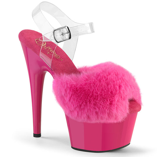Pleaser Women's Platform Shoes ADORE-708FUR Fuchsia Faux Fur-Clr TPU/Fuchsia
