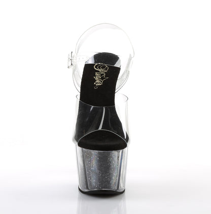 Pleaser Womens Sandals ADORE-708G Clr/Blk Glitter Inserts