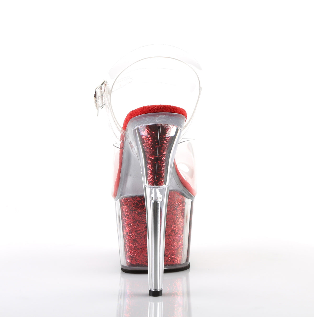 Pleaser Womens Sandals ADORE-708G Clr/Red Glitter Inserts
