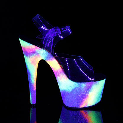 Pleaser Damen Sandalen ADORE-708Gxy CLR / Neon Galaxy Glitter