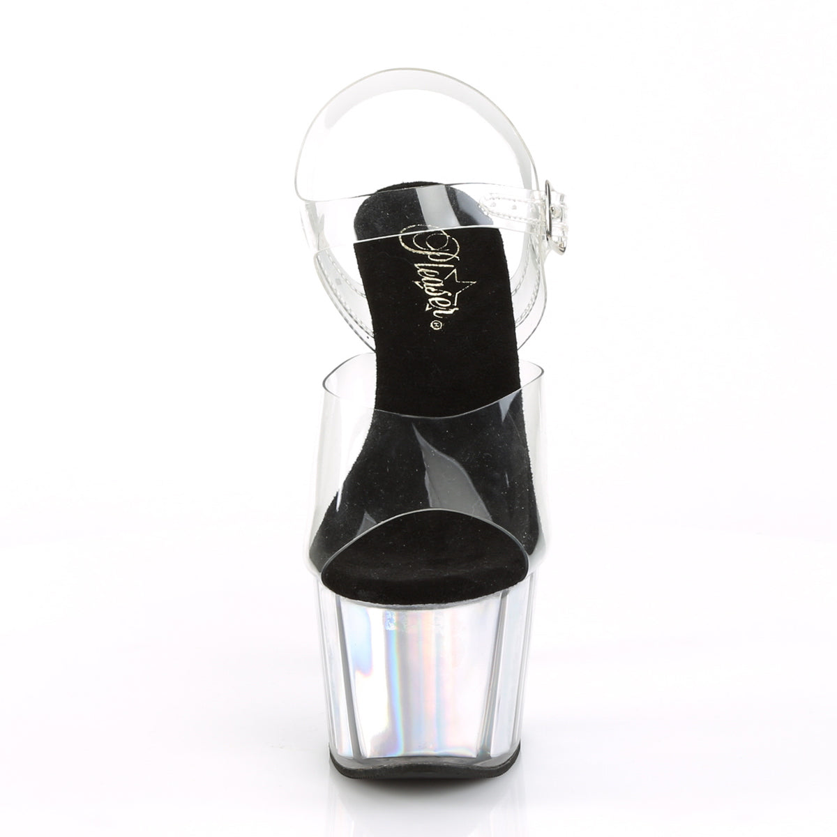Pleaser Damen Sandalen ADORE-708HGI CLR / SLV-Hologrammeinsätze