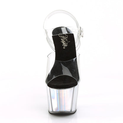 Pleaser Damen Sandalen ADORE-708HGI CLR / SLV-Hologrammeinsätze