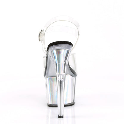 Pleaser Damen Sandalen ADORE-708HGI CLR / SLV-Hologrammeinsätze