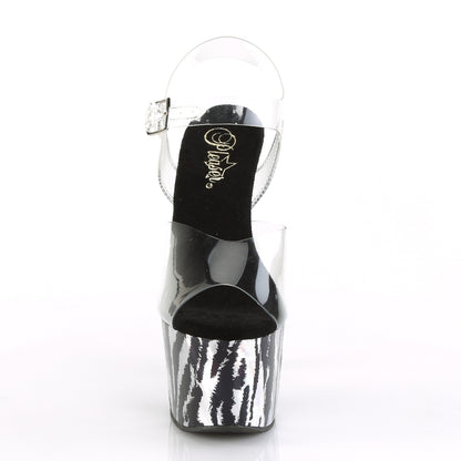 Pleaser Damen Sandalen ADORE-708HP-2 CLR / BLK-SLV-Hologramm