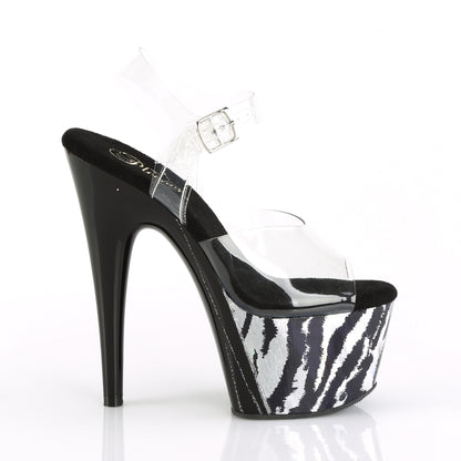 Pleaser Damen Sandalen ADORE-708HP-2 CLR / BLK-SLV-Hologramm