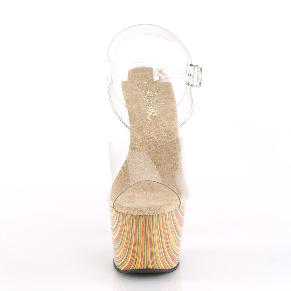 Pleaser Womens Sandals ADORE-708JB Clr/Cream Multi