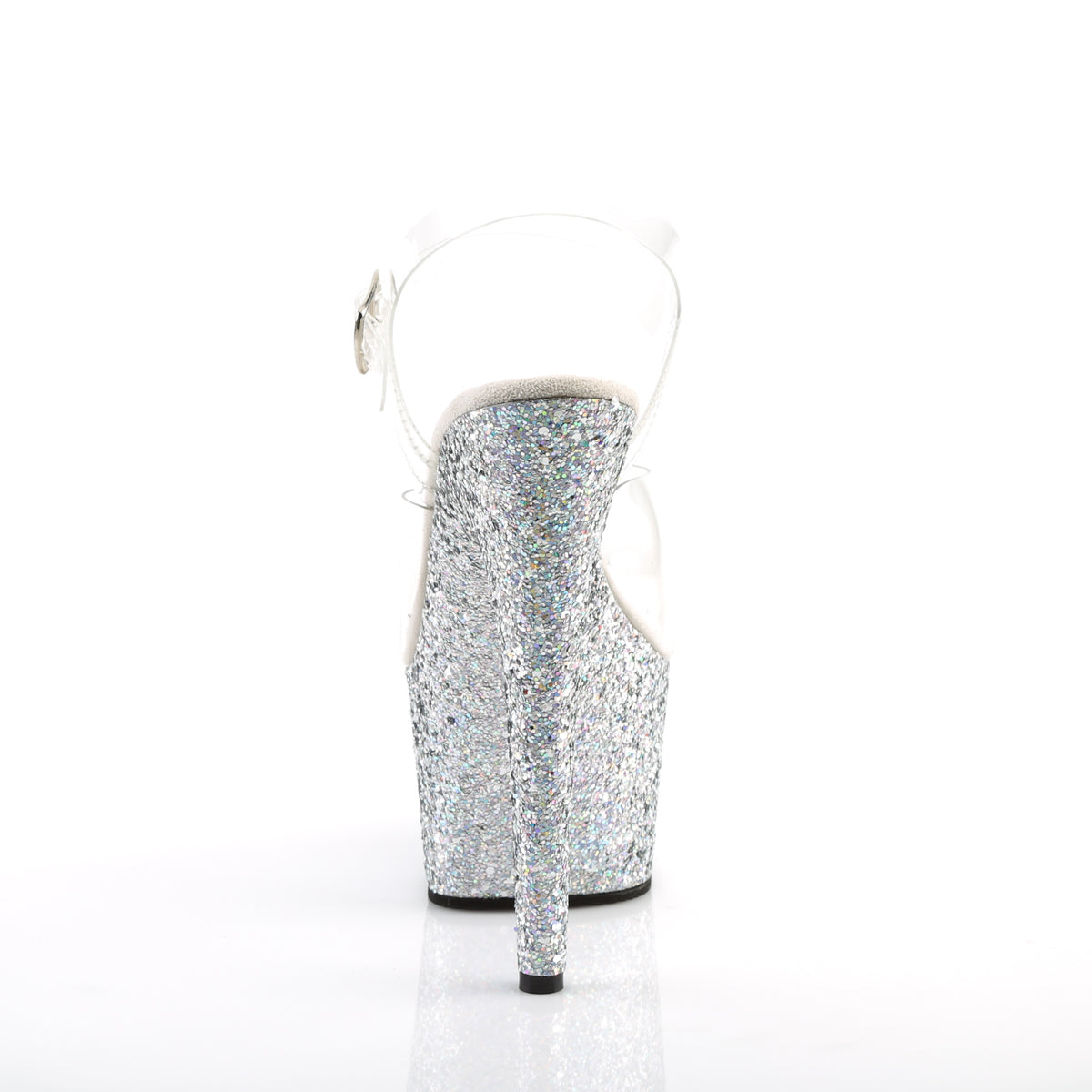 Pleaser Womens Sandals ADORE-708LG Clr/Slv Multi Glitter