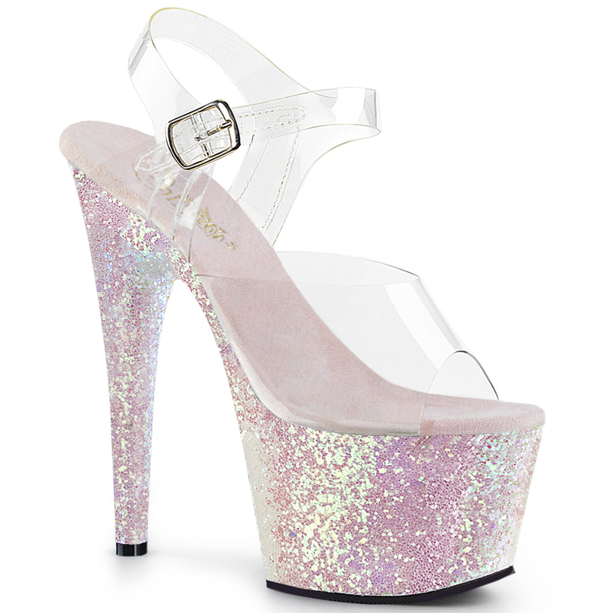 Pleaser Womens Sandals ADORE-708LG Clr/Opal Multi Glitter