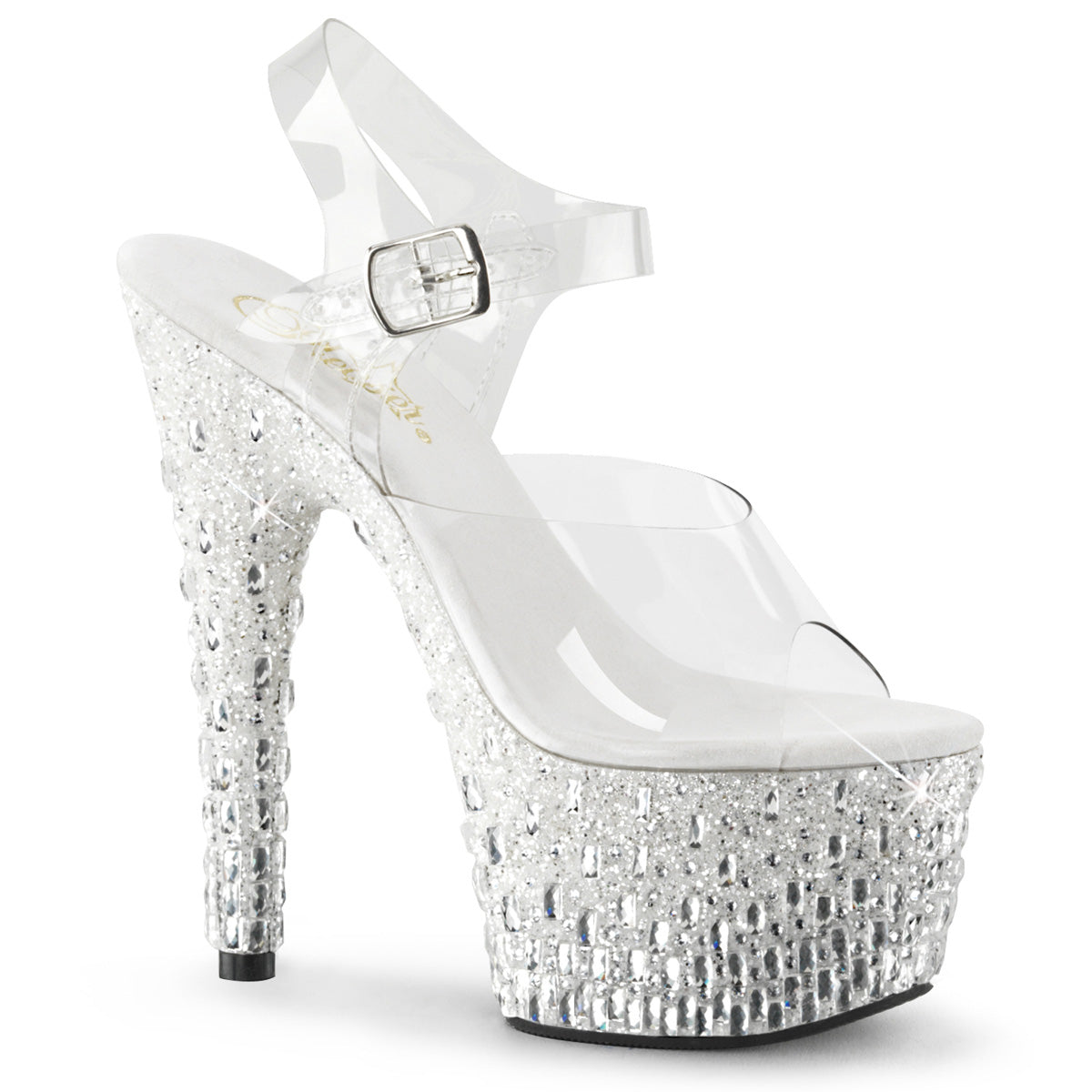 Pleaser Damen Sandalen ADORE-708MR-5 CLR / WHT-SLV
