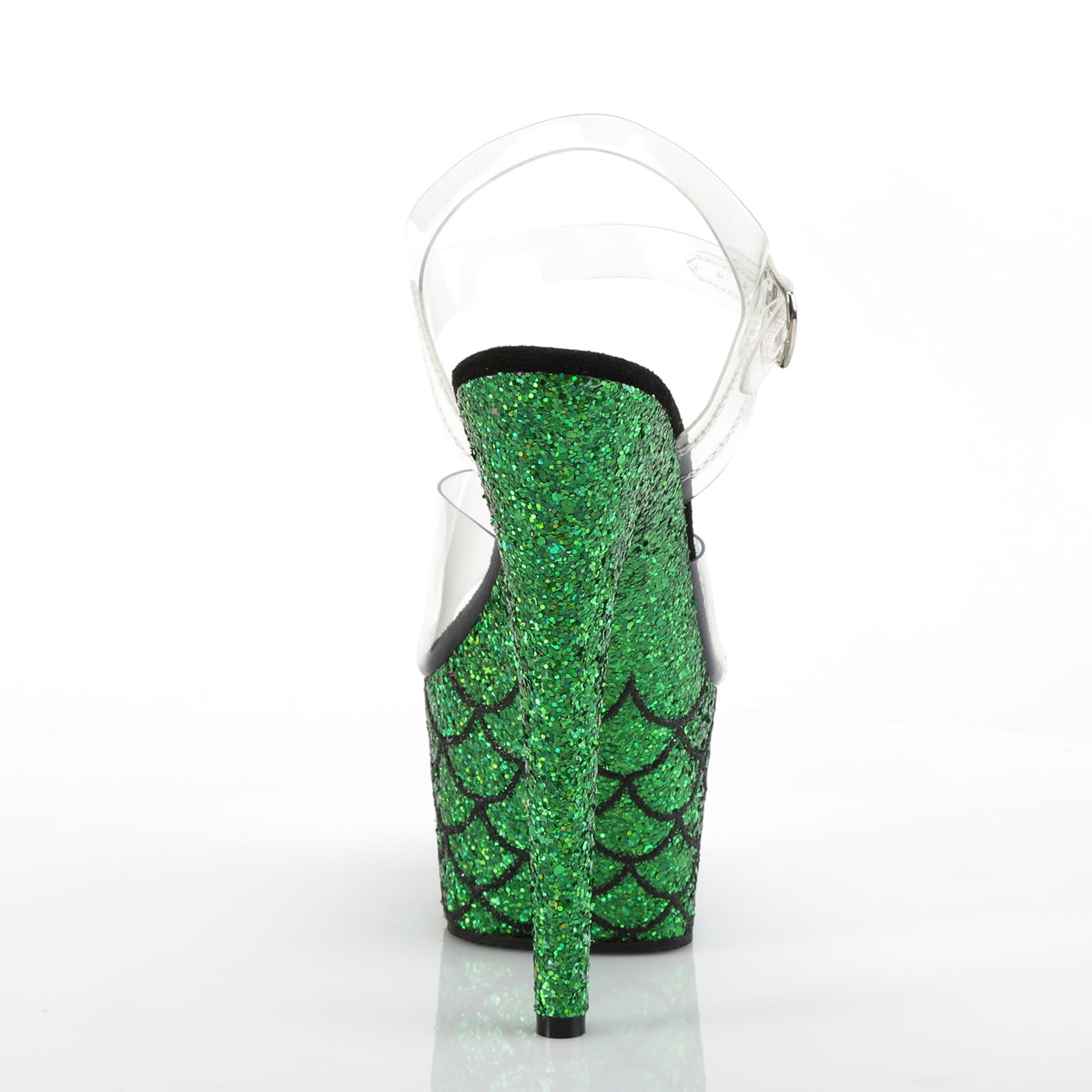 Pleaser Womens Sandals ADORE-708MSLG Clr/Green Multi Glitter