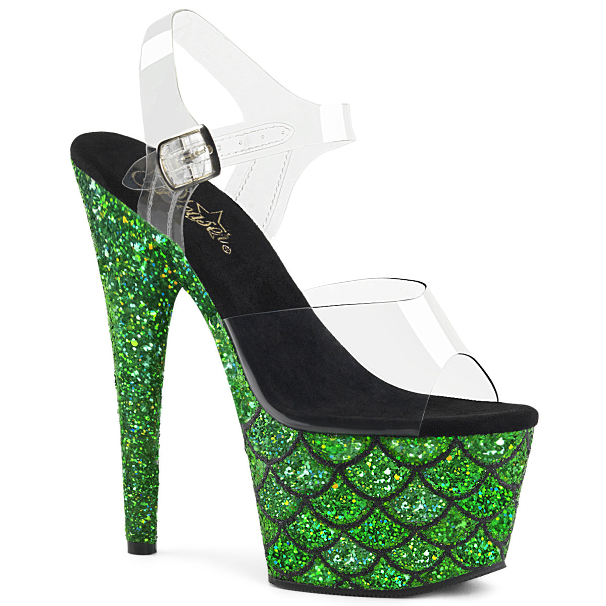 Pleaser Damen Sandalen ADORE-708msLG CLR / grün Multi Glitter