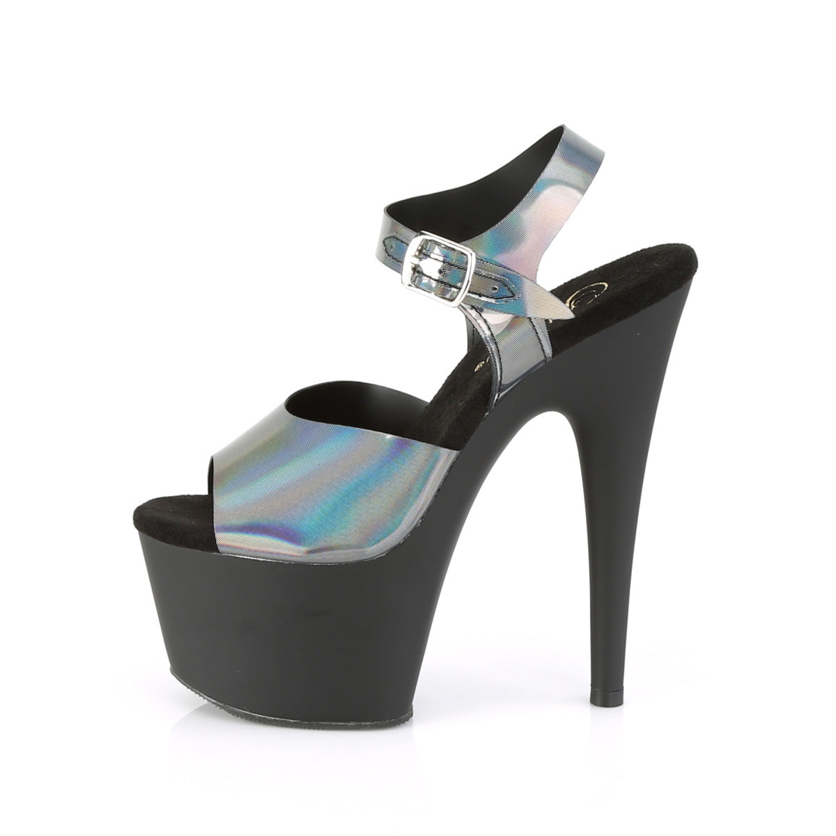 Pleaser Damen Sandalen ADORE-708n-dt Zinn Hologramm TPU / BLK Matte