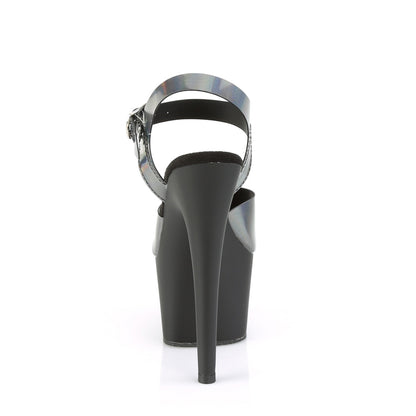 Pleaser Damen Sandalen ADORE-708n-dt Zinn Hologramm TPU / BLK Matte