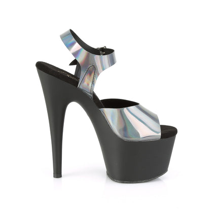 Pleaser Damen Sandalen ADORE-708n-dt Zinn Hologramm TPU / BLK Matte