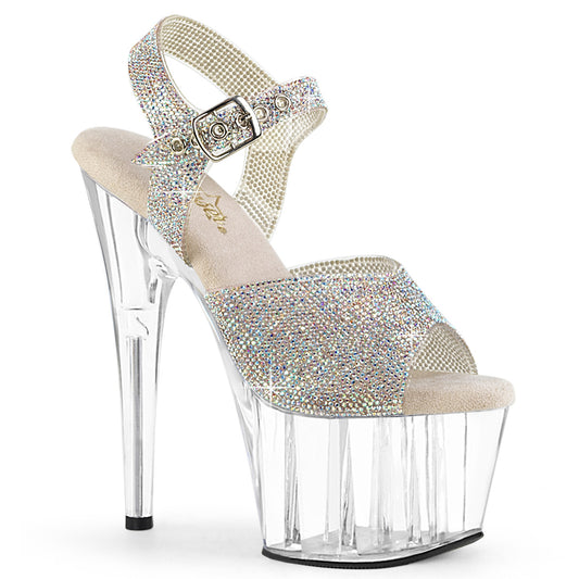 Pleaser Women's Platform Shoes ADORE-708N-RS Slv AB RS-TPU/Clr