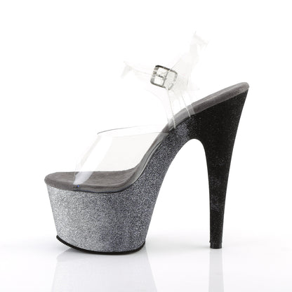 Pleaser Womens Sandals ADORE-708OMBRE Clr/Slv-Blk Ombre