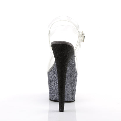 Pleaser Womens Sandals ADORE-708OMBRE Clr/Slv-Blk Ombre