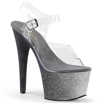 Pleaser Womens Sandals ADORE-708OMBRE Clr/Slv-Blk Ombre