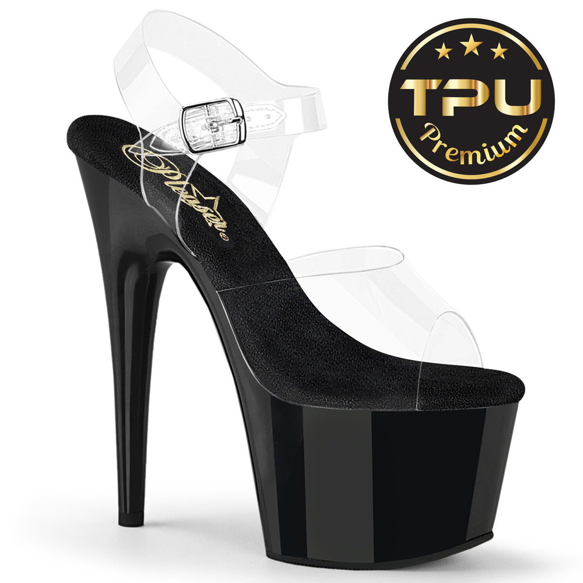 Pleaser Women's Platform Shoes ADORE-708PREM Clr TPU/Blk