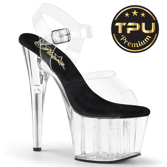 Pleaser Women's Platform Shoes ADORE-708PREM Clr TPU-Blk/Clr