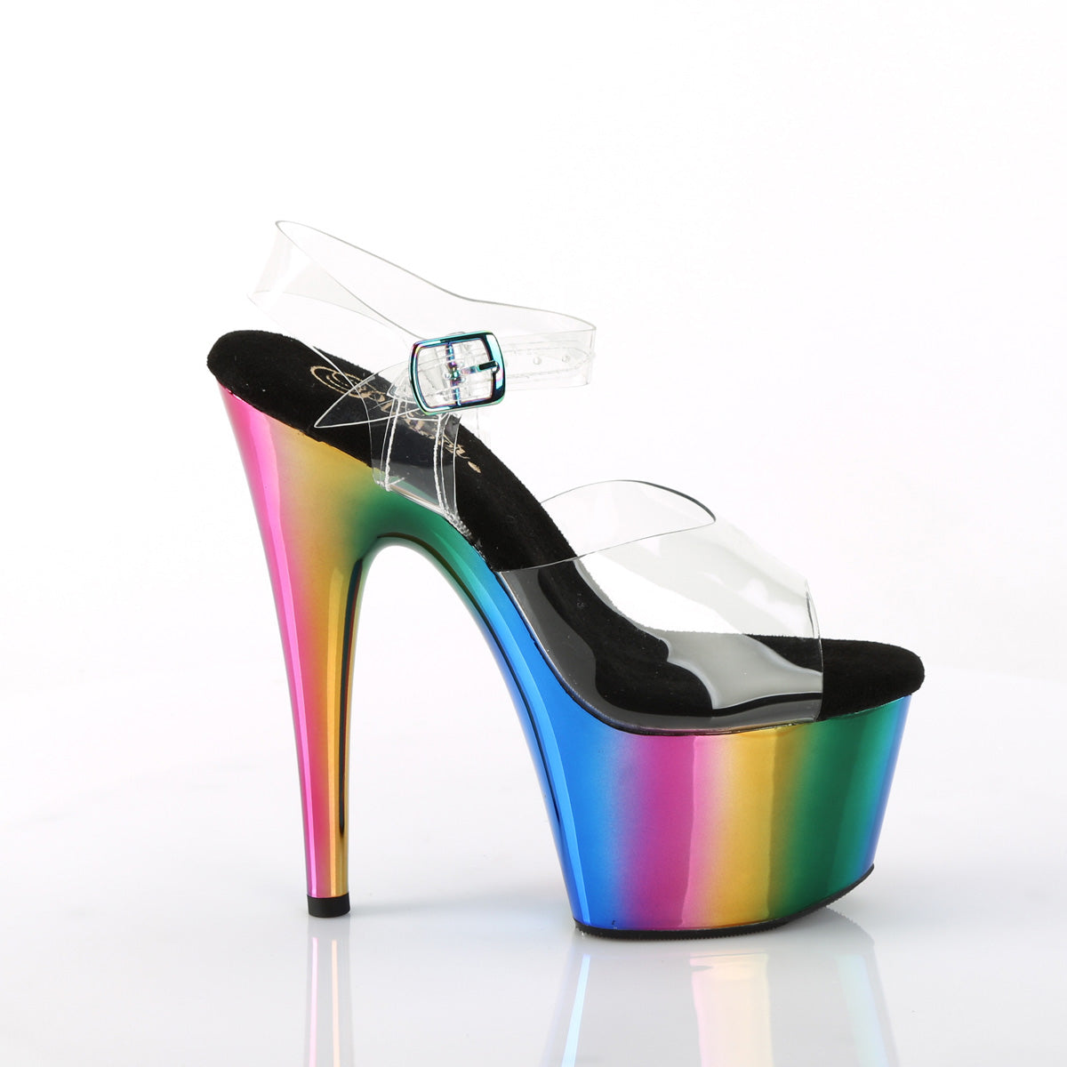 Pleaser Womens Sandals ADORE-708RC Clr/Rainbow Chrome