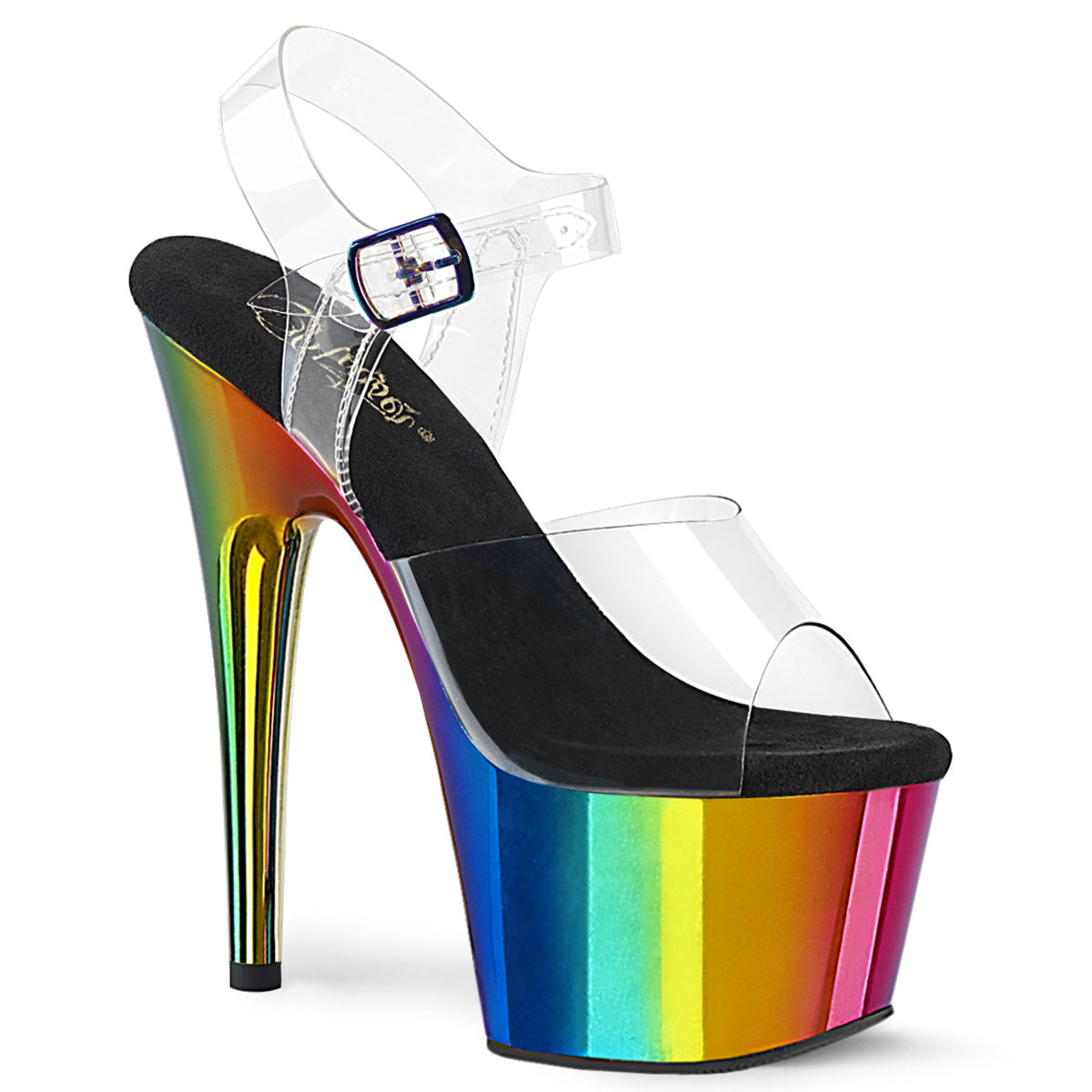 Pleaser Womens Sandals ADORE-708RC Clr/Rainbow Chrome