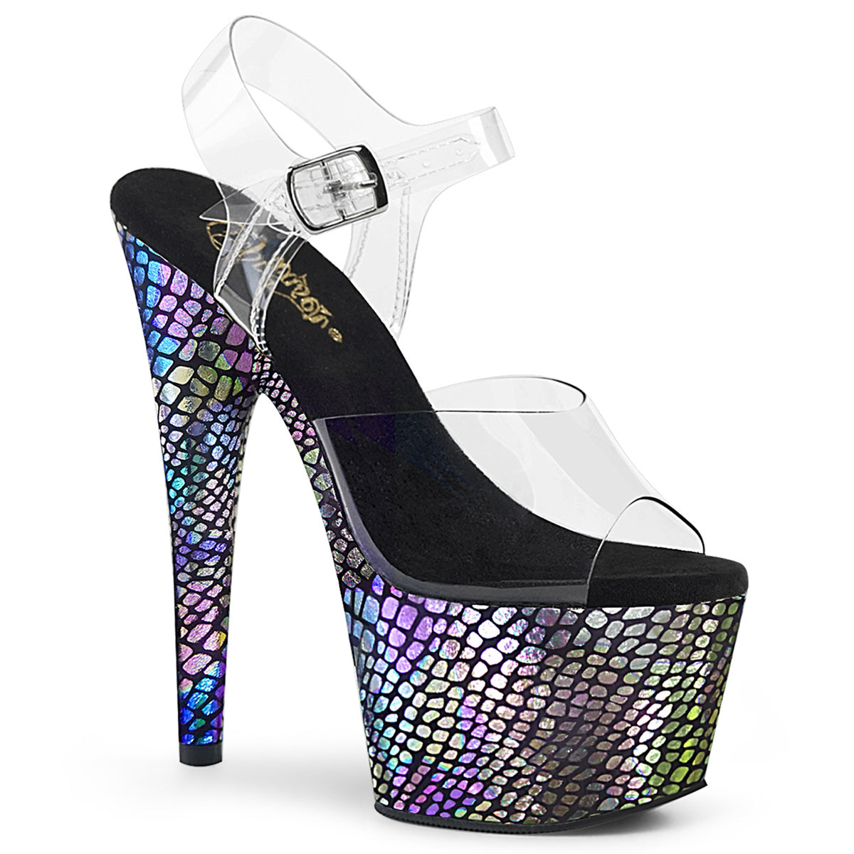 Pleaser Womens Sandals ADORE-708SP Clr/Purple Holo Wrapped