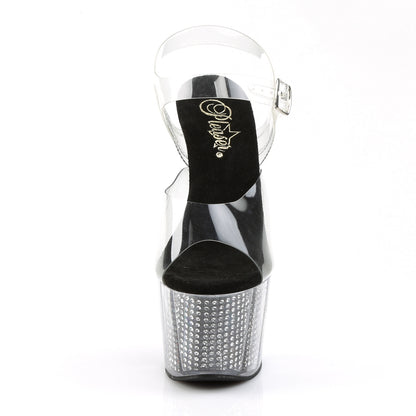 Pleaser Womens Sandals ADORE-708SRS Clr/Blk SRS