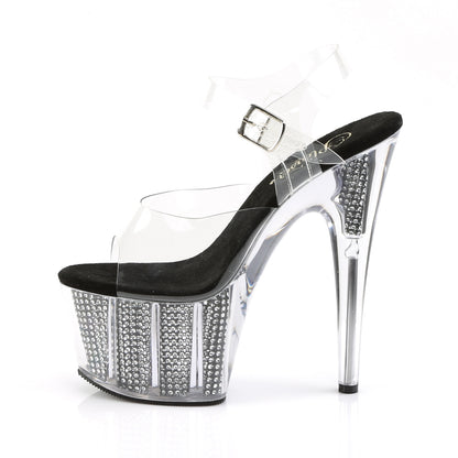 Pleaser Womens Sandals ADORE-708SRS Clr/Blk SRS