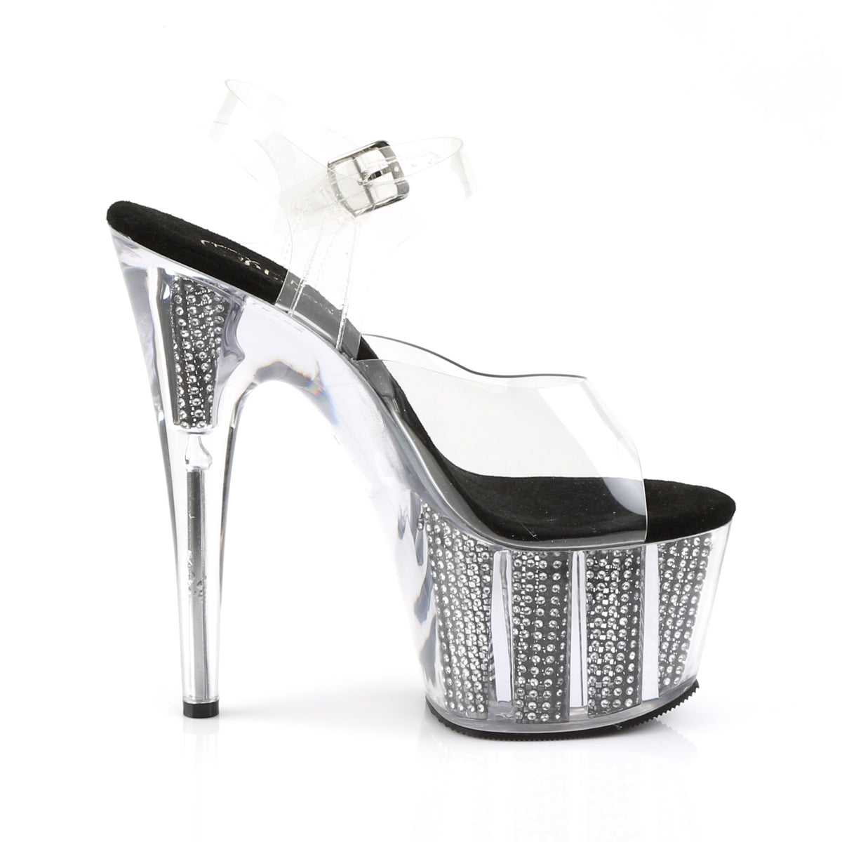 Pleaser Womens Sandals ADORE-708SRS Clr/Blk SRS