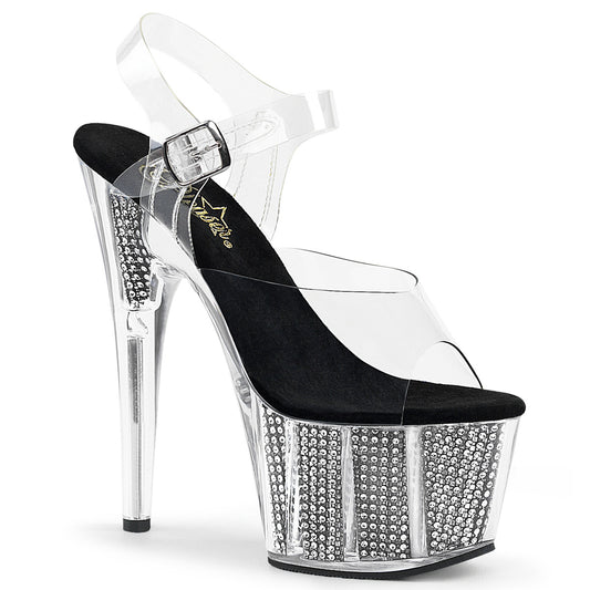 Pleaser Womens Sandals ADORE-708SRS Clr/Blk SRS