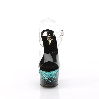 Pleaser   ADORE-708SS CLR/BLK-Turquoise Multi Glitter