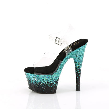 Pleaser   ADORE-708SS CLR/BLK-Turquoise Multi Glitter