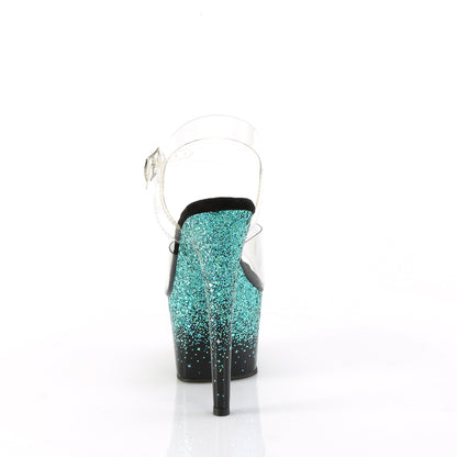 Pleaser   ADORE-708SS CLR/BLK-Turquoise Multi Glitter