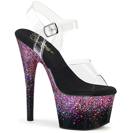 Pleaser   ADORE-708SS CLR/BLK-Purpur Multi Glitter