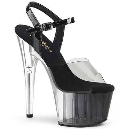Pleaser Womens Sandals ADORE-708T-1 Smoke-Blk/Blk-Clr Ombre