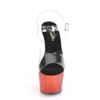 Pleaser Damen Sandalen ADORE-708T CLR / ROT FROSTED