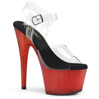 Pleaser Damen Sandalen ADORE-708T CLR / ROT FROSTED