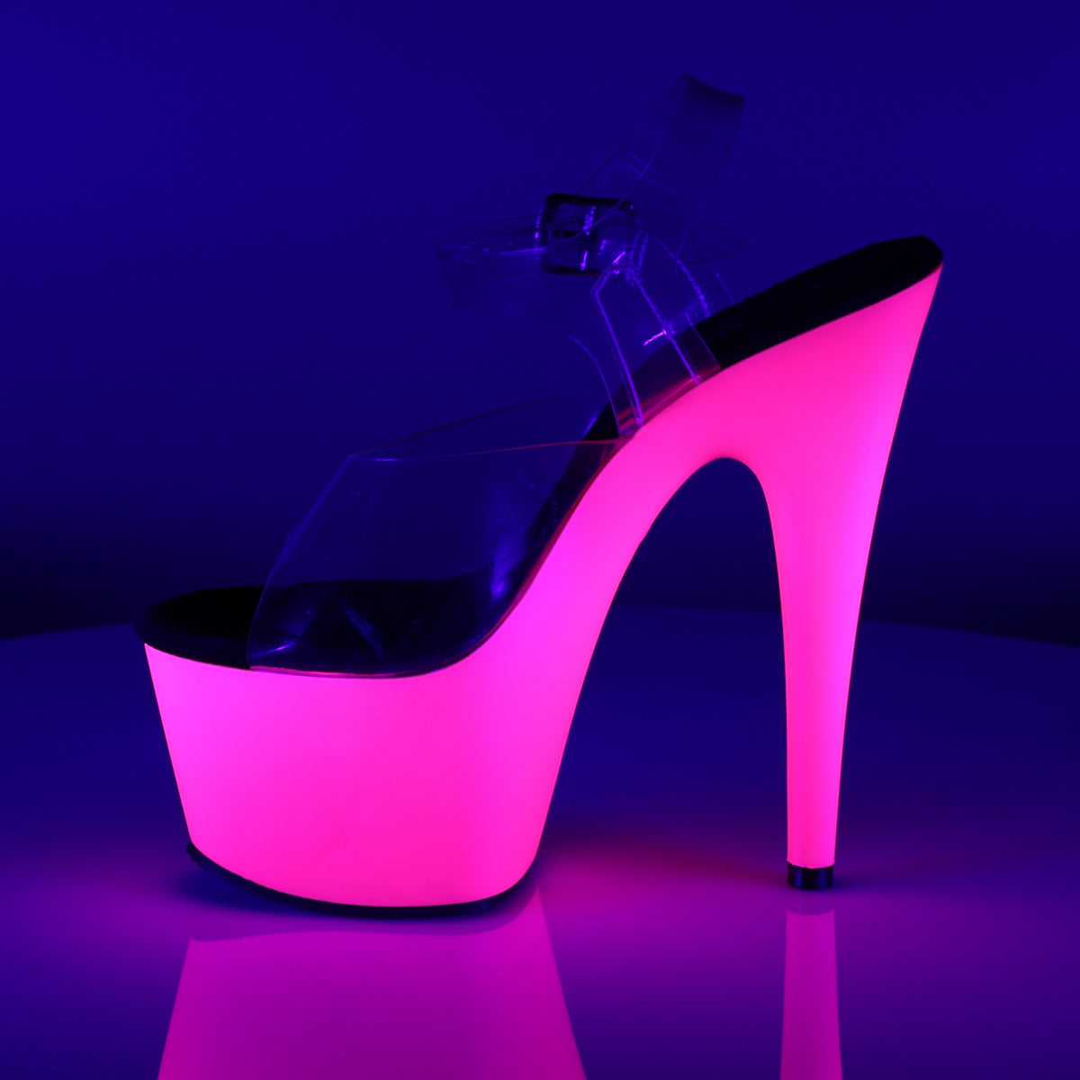 Pleaser Damen Sandalen ADORE-708UV CLR / NEON PINK