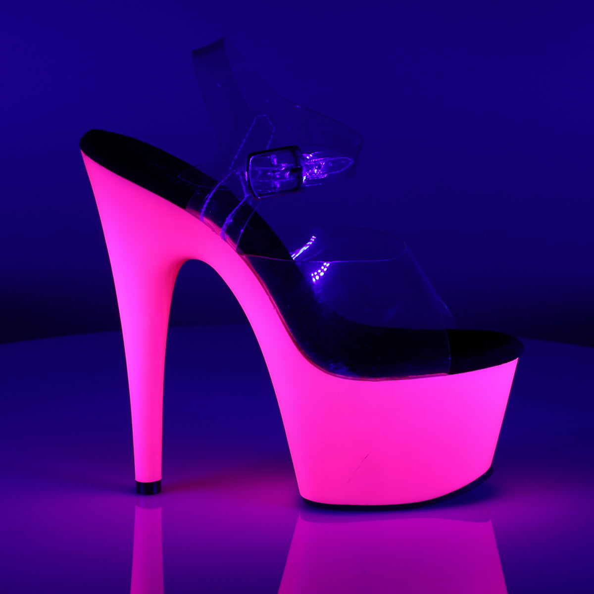 Pleaser Damen Sandalen ADORE-708UV CLR / NEON PINK